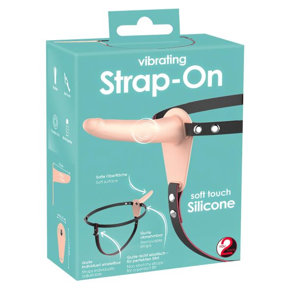 You2Toys - Strap-On - aku, kinnitatav vibraator (naturaalne)