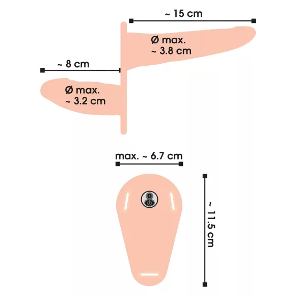 You2Toys - Strap-On - kinniseotav topeltvibraator (nahatooni)