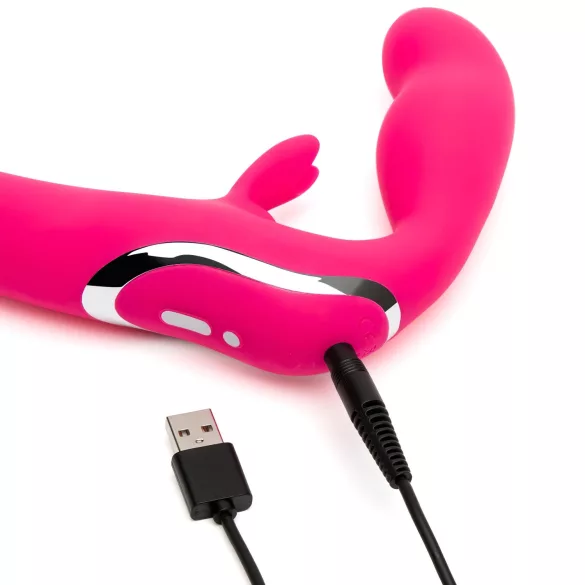 Happyrabbit - rihmavaba strap-on vibraator - roosa