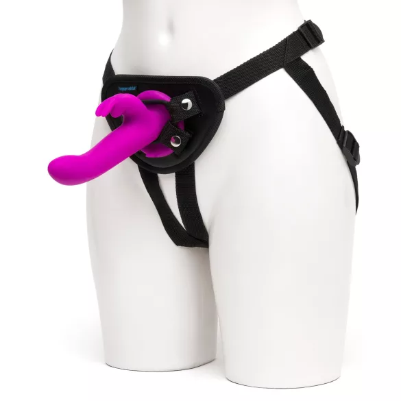 Happyrabbit - strap-on vibreeriv dildo jänku kõrvadega - lilla