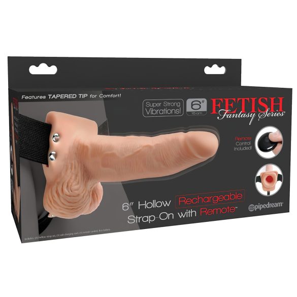 Fetish Strap-On 6 - kinnitatav, õõnes vibraator (naturaalne)