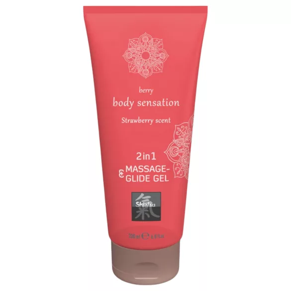 HOT - Shiatsu 2in1 maasika lõhnaga massaažilibesti (200 ml)