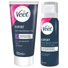   Veet - intiimkarvaeemalduskreem ja niisutav vaht naistele (2 × 50 ml)