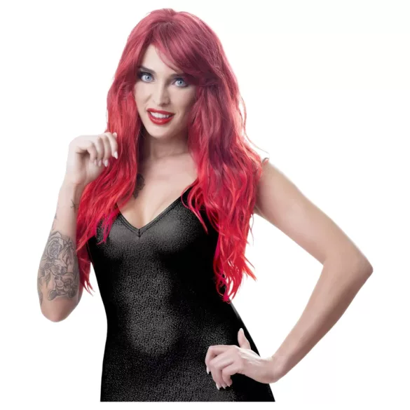 Cottelli - pikk lokkis parukas tukkidega - punane