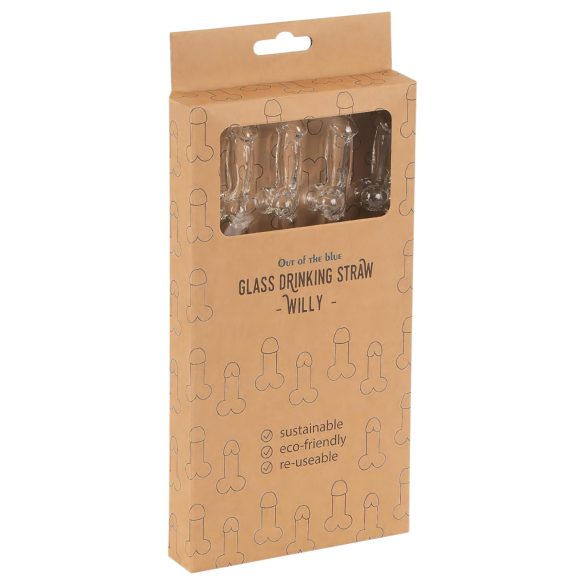 Straw Willy - läbipaistev peenisekujuline joogikõrs (4tk)