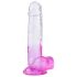 Sunfo - iminapaga, munanditega dildo - 22cm (läbipaistev-lilla)