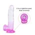 Sunfo - iminapaga, munanditega dildo - 22cm (läbipaistev-lilla)