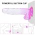 Sunfo - iminapaga, munanditega dildo - 22cm (läbipaistev-lilla)