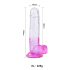 Sunfo - iminapaga, munanditega dildo - 22cm (läbipaistev-lilla)