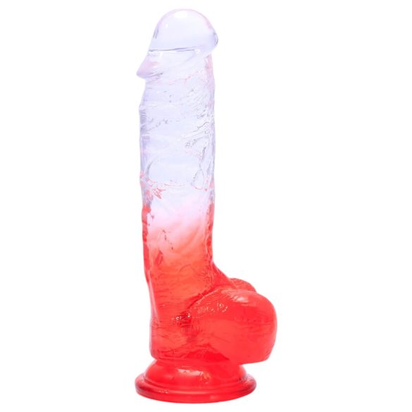 Sunfo - iminapaga dildoga 21cm (läbipaistev-punane)