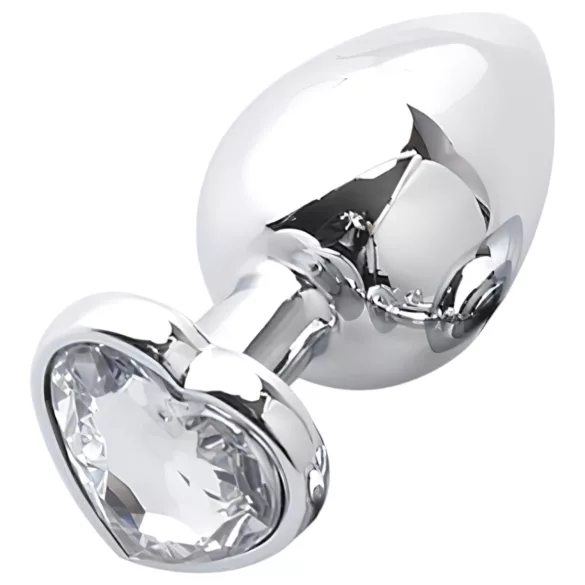 Sunfo - metallist anaaltapp südamekujulise kiviga (hõbe-valge)