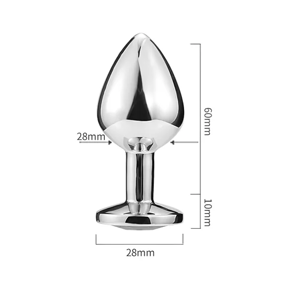 Sunfo - metallist anaaltapp südamekujulise kiviga (hõbe-valge)