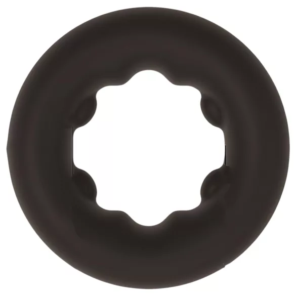 Pulselock Cocktura - täpiline silikoonist peeniserõngas (must) - 27 mm