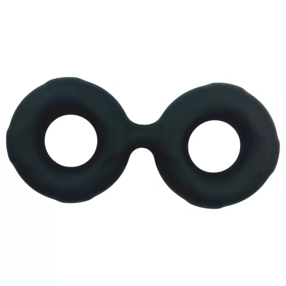 Pulselock Taur - kahekordne peenise- ja munandiring (must) - 25 mm