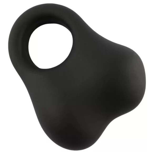 Pulselock Taur - silikoonist peenise- ja munandiring klaaskuulidega (must)