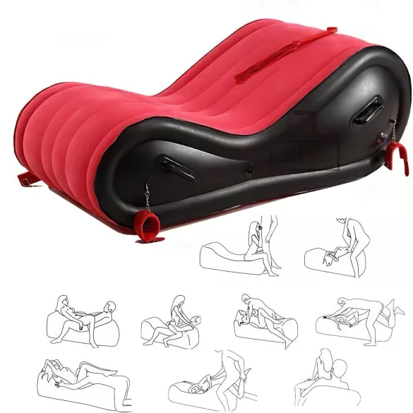 Desirel Magic Pillow - täispuhutav BDSM-seksmööbel - käeraudadega (punane)