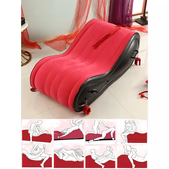 Desirel Magic Pillow - täispuhutav BDSM-seksmööbel - käeraudadega (punane)