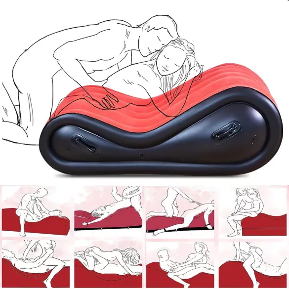 Desirel Magic Pillow - täispuhutav BDSM-seksmööbel - käeraudadega (punane)