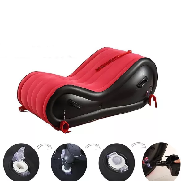 Desirel Magic Pillow - täispuhutav BDSM-seksmööbel - käeraudadega (punane)