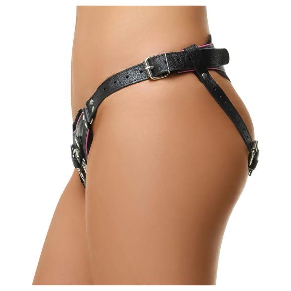 ZADO - nahast aluspüksid strap-on jaoks - must - S-L