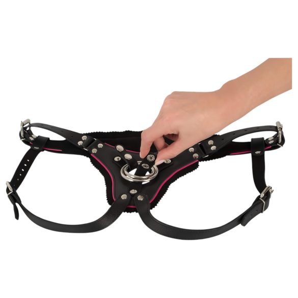 ZADO - nahast aluspüksid strap-on jaoks - must - S-L