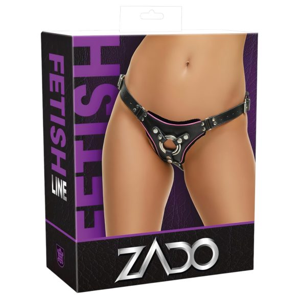 ZADO - nahast aluspüksid strap-on jaoks - must - S-L