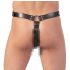 ZADO - nahk stringid sisseehitatud dildo ja 3 peeniserõngaga - L/XL