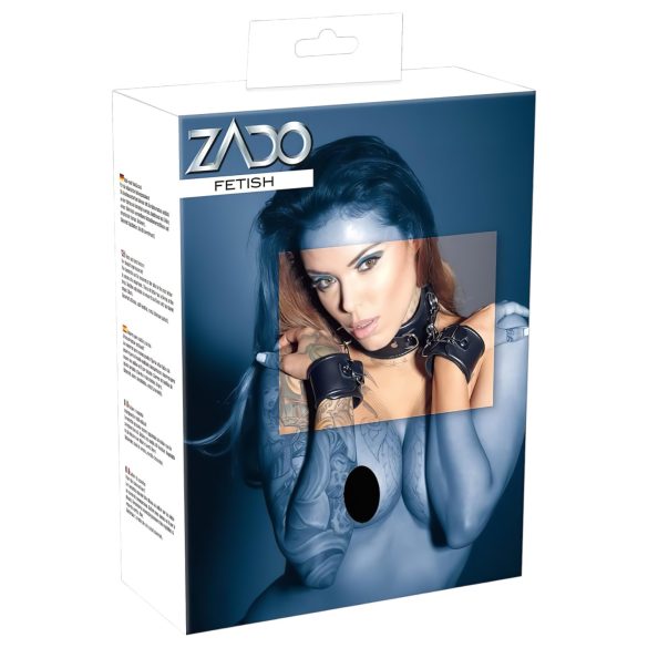 ZADO - must nahk kaelarihm käeraudega (must)
