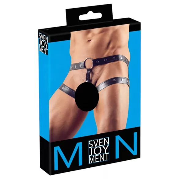Svenjoyment - meeste keha harness peeniserõngaga - must - M/L