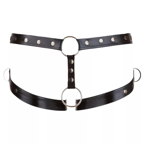 Svenjoyment - meeste keha harness peeniserõngaga - must - M/L