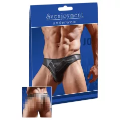   Svenjoyment - Läikiv meeste string läbipaistva sisetükiga (must)