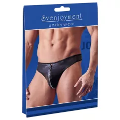   Svenjoyment - meeste läikiv stringid lukuga ja kivikestega - must