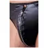 Svenjoyment - meeste läikiv stringid lukuga ja kivikestega - must - L