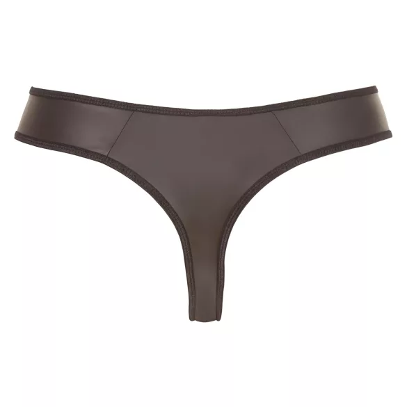 Svenjoyment - meeste läikiv stringid lukuga ja kivikestega - must - XL