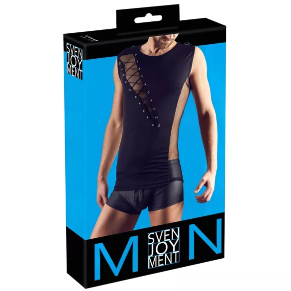 Svenjoyment - ühekülgne paelustega meeste ülaosa (must) - M