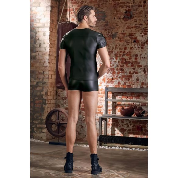 NEK - matt efektiga lühikeste varrukatega meeste särk (must) - 2XL