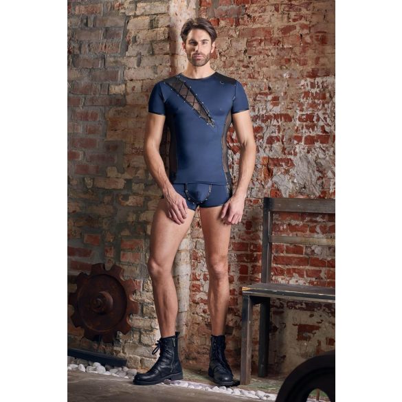 NEK - meeste särk - paelustega, võrkvormiline detail - must/sinine - L