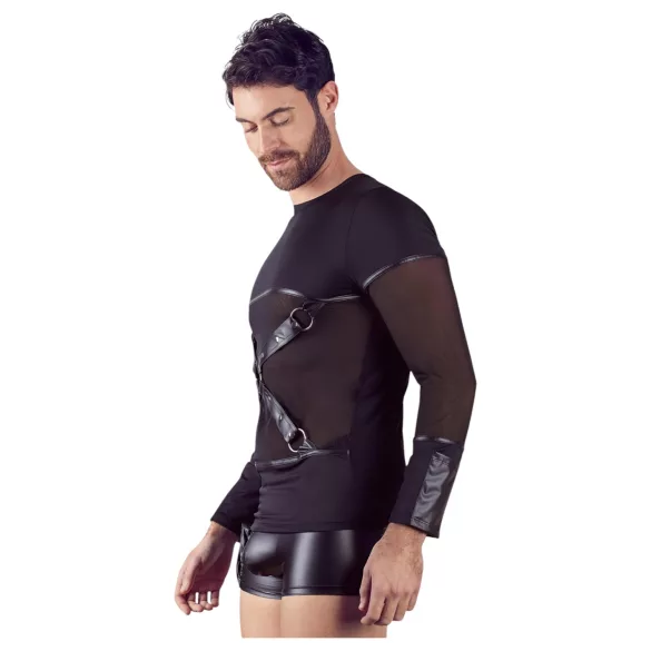 NEK - rihmadega pikkade varrukatega meeste särk (must) - XL