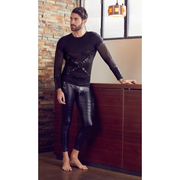 NEK - rihmadega pikkade varrukatega meeste särk (must) - XL