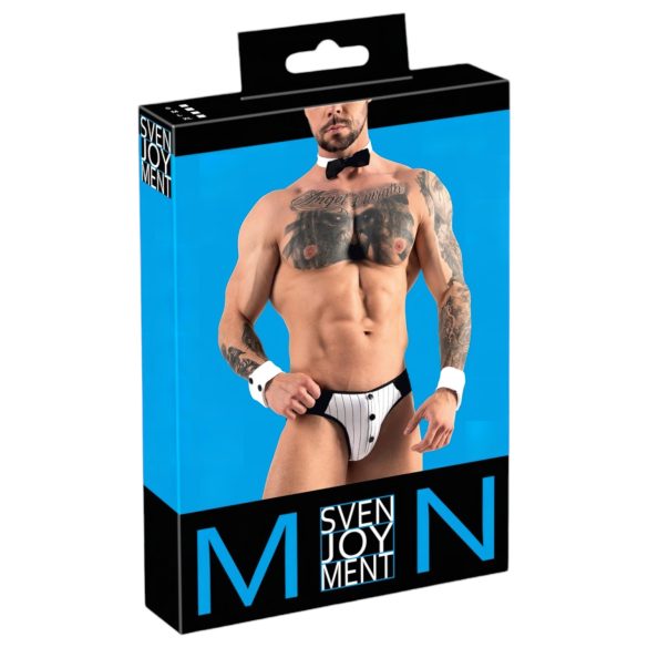 Svenjoyment - Meeskelneri stringikostüümikomplekt (must-valge) - M