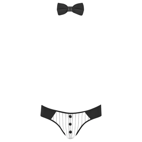 Svenjoyment - meeste kelneri stringid komplekt - must-valge - XL