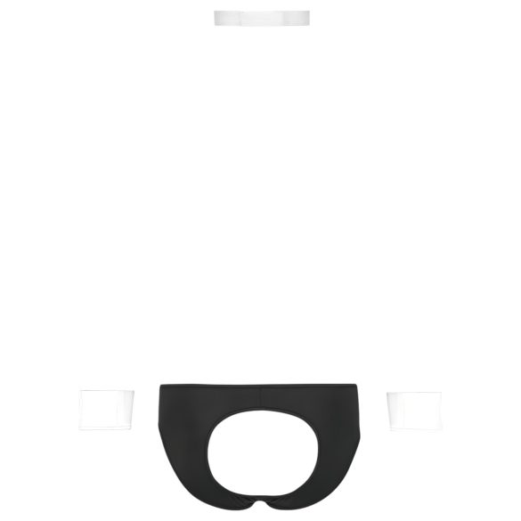 Svenjoyment - meeste kelneri stringid komplekt - must-valge - XL