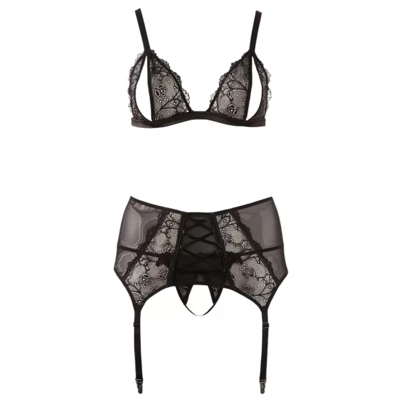 Cottelli Plus Size - naistepesu komplekt pitsiga - must