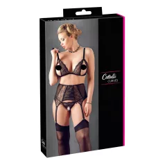   Cottelli Plus Size - naistepesu komplekt pitsiga - must - XXL