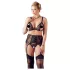 Cottelli Plus Size - naistepesu komplekt pitsiga - must - XXXXL
