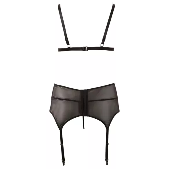 Cottelli Plus Size - naistepesu komplekt pitsiga - must - XXXXL