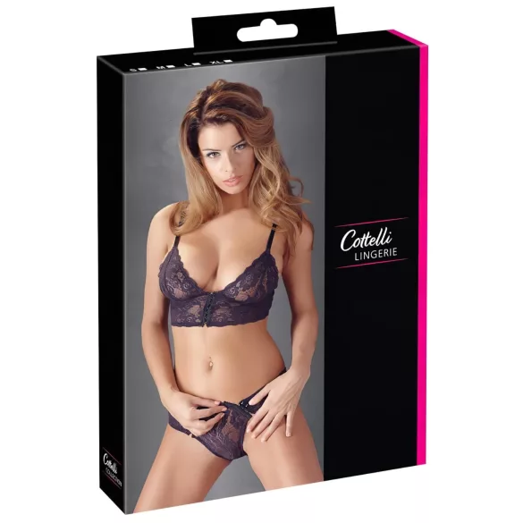 Cottelli - pitsist rinnahoidja komplekt - lillemustriga - lilla - M