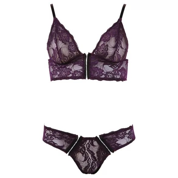 Cottelli - pitsist rinnahoidja komplekt - lillemustriga - lilla - XL