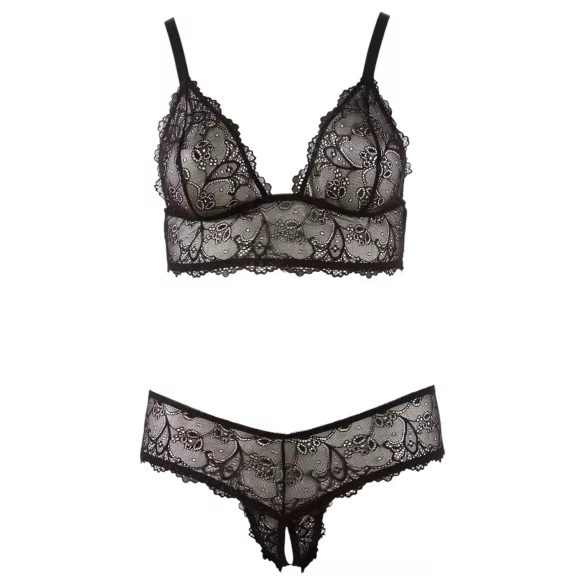 Cottelli Plus Size - pitsist rinnahoidja komplekt - must - XXL