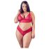 Cottelli Plus Size - pehme pitsist rinnahoidja komplekt (punane) - 3XL